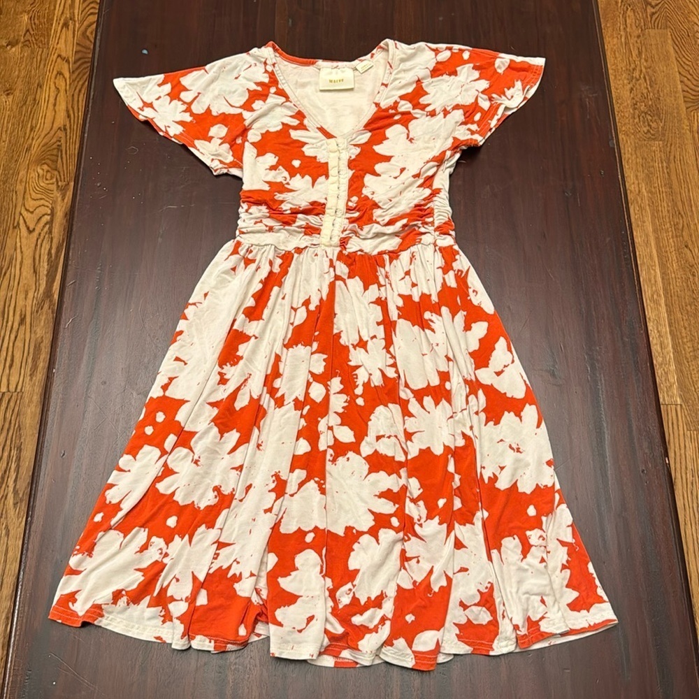 Maeve red and white abstract print dress size XS